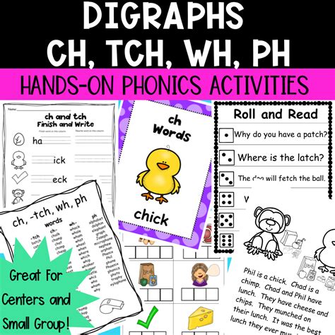 Digraphs Ch Tch Wh Ph Hands On Phonics Activities For Centers And