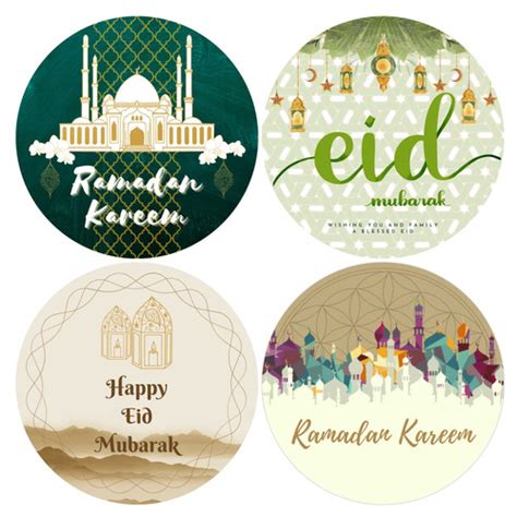 Jual Sticker Label Kue Bulat Lebaran Eid Mubarak Idulfitri Kota