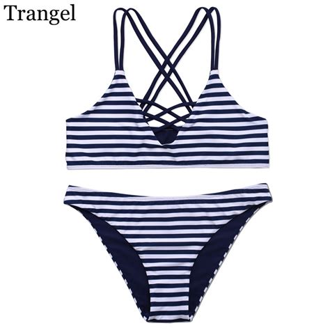 Trangel Women Strappy Bikini Set Push Up Padded Bow Swimwear Swimsuit Vintage Retro Bathing Suit