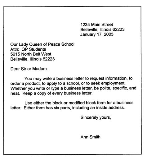 Personal Business Letter Format Sample Business Letter Modified