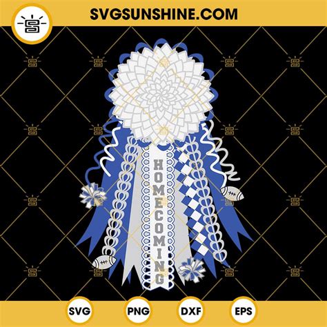 White Blue And Silver Homecoming Mum Svg Spirit Team Colors Svg