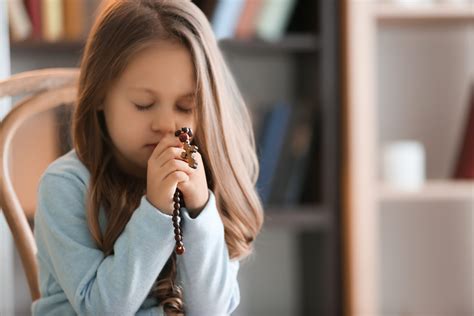 Religious Christian Girl Praying Indoors Where Peter Is