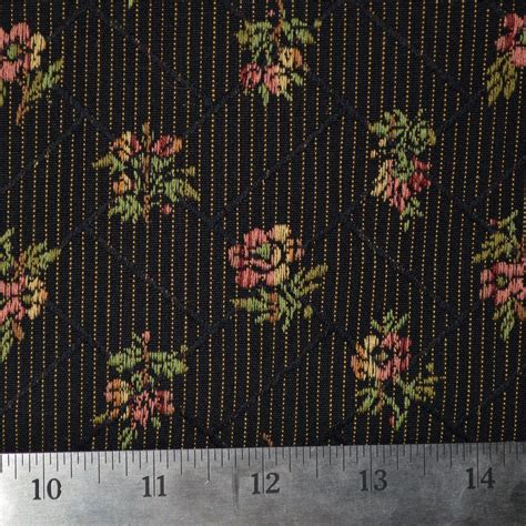 Black Floral Upholstery Fabric Woven Roses Jacquard Fabric