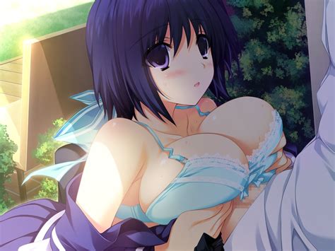 Rule 34 Akatsuki Works Hibiki Blue Hair Blush Bra Breasts Censored Female Large Breasts Lovely