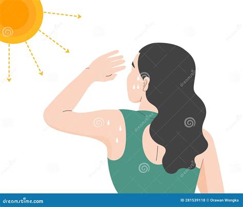 Heatstroke Woman Cartoon Vector 181890929