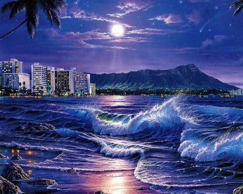 Hawaii Night Wallpapers Top Free Hawaii Night Backgrounds Wallpaperaccess