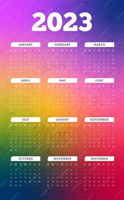 Premium Vector Colorful Calendar For 2023 Year