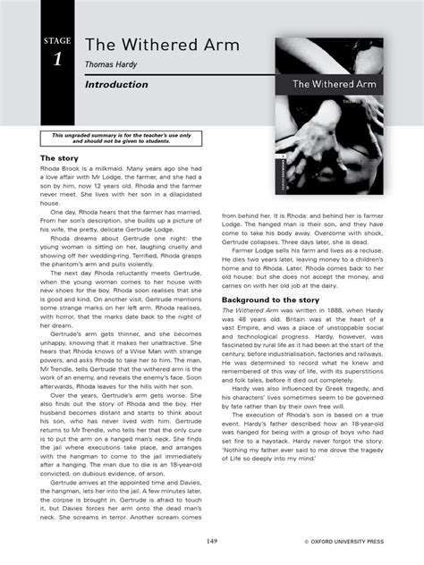 The Withered Arm Activity Andsummary Pdf