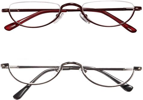 kokobin new upgrade half reading glasses 2 pair half rim metal frame glasses spring