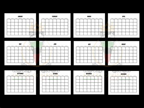 Blank 12 Month Calendar Printable