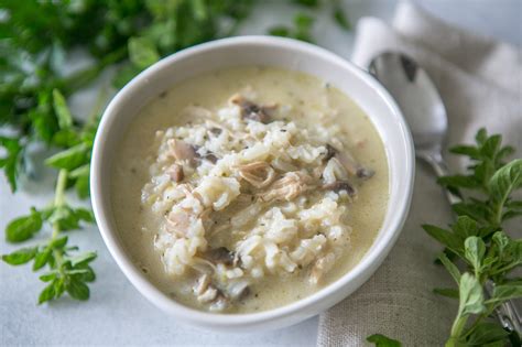 Creamy Chicken And Mushroom Soup With Rice Primal Palate Paleo Recipes