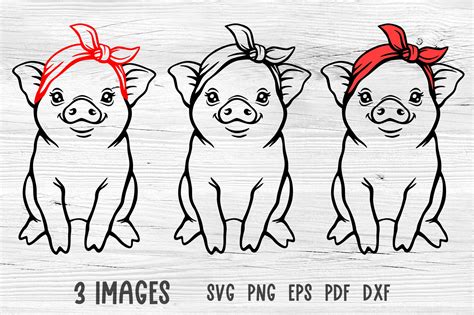 Pig With Bandana Svg Pig Svg Farm Animals Svg Farmhouse Svg Cut Files
