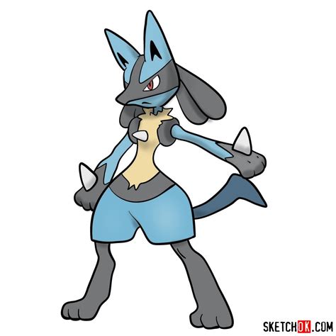 This tutorial shows the sketching and drawing steps from start to finish. How to draw Lucario pokemon - Step by step drawing tutorials