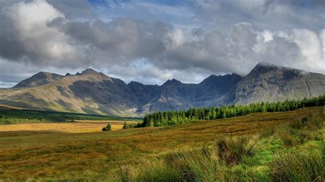 Scotland Scenery Sky Clouds Mountains Slope Trees Grass Wallpaper Nature And Landscape