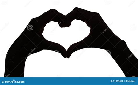 Silhouette Hand In Heart Shape Stock Photography Image 31009062