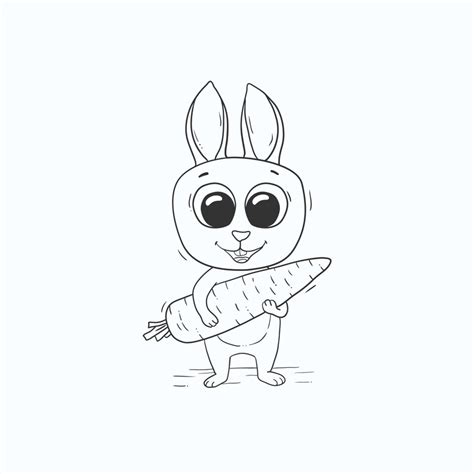 Printable Digital Cute Easter Bunny Coloring Book For Children Kids