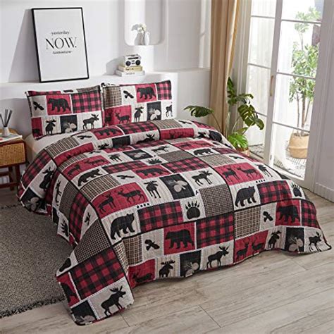Junsey Patchwork Bedding Lightweight Cabin Quilts Set Fullqueen Size