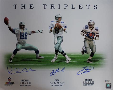 Dallas Cowboys Triplets Autographed 16x20 Photo Aikman Smith Irvin Bas