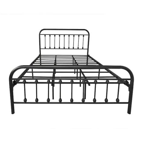 Farmhouse Black Metal Queen Bed Vintage Style Platform Bed 634g Bk Sd The Home Depot