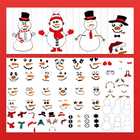 Snowman Face SVG Bundle Accesories Christmas Snowman SVG MasterBundles