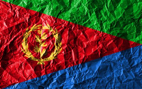 Download Wallpapers Eritrean Flag 4k Crumpled Paper African