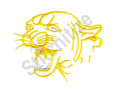 Panther Head Outline Machine Embroidery Design Panther Etsy