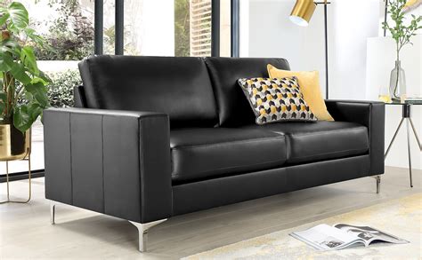 Baltimore Black Leather 3 Seater Sofa Furniture Choice
