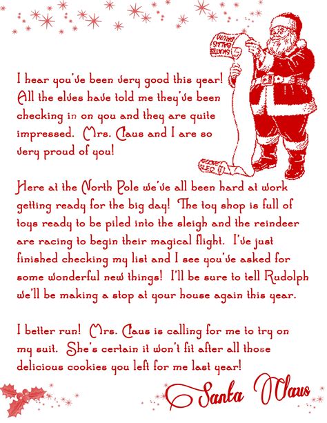 Letter From Santa Christmas Printable Free Christmas Lettering Santa