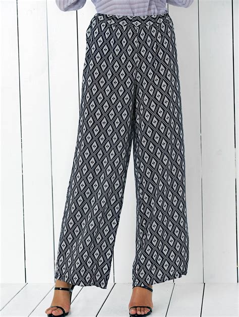 [49 Off] High Waisted Argyle Patterned Palazzo Pants Rosegal