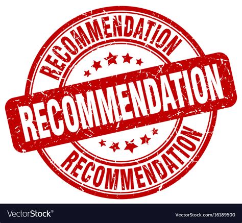 Recommendation Red Grunge Stamp Royalty Free Vector Image