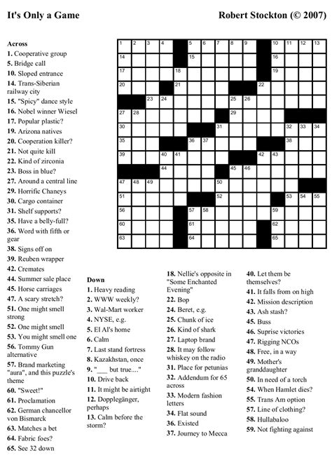 Printable Crossword Puzzle For 10 Year Old Printable Crossword Puzzles