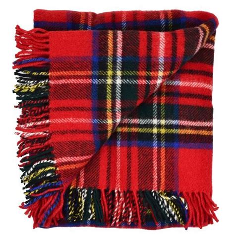 Highland Tweeds Pure New Wool Fluffy Throw Royal Stewart Tartan