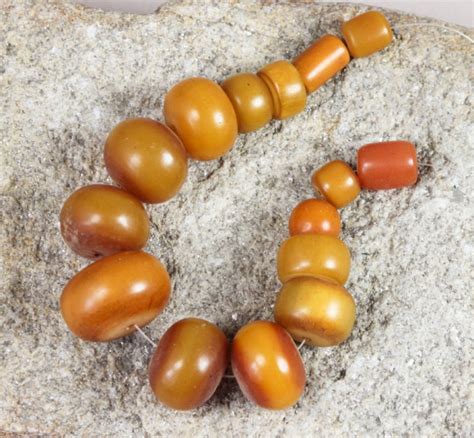 11 African Amber Beads Phenolic Resin