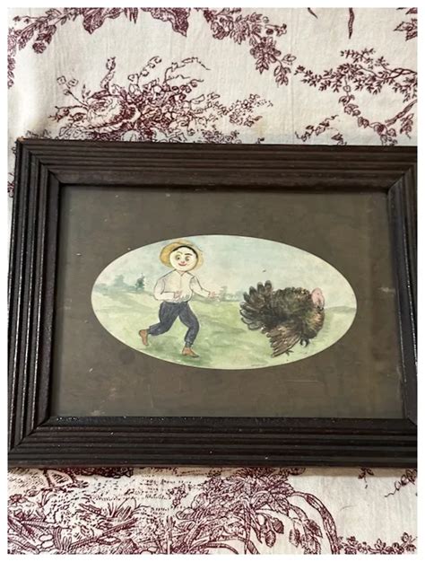 Antique Victorian Folk Art Framed Watercolor Ruby Lane