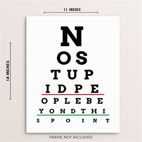 Funny Eye Chart Snellen Poster Print No Stupid People Allowed Etsy