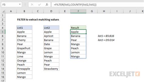 Filter To Extract Matching Values Excel Formula Exceljet