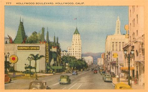 Hollywood Blvd Linen Postcard Vintage Postcards Old Postcards