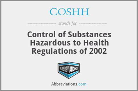 Coshh Control Of Substances Hazardous To Health Regulations Of