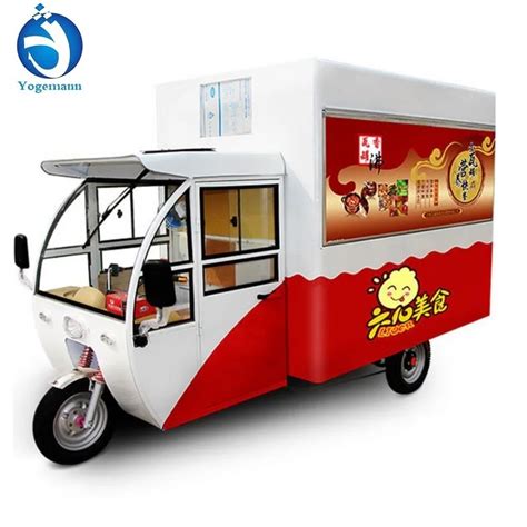 Professional Supply Mobile Tricycle Food Cart With Three Wheels For