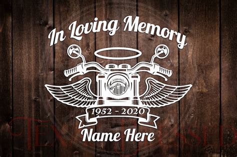 In Loving Memory Motorcycle Angel Wings Halo Biker Memorial Etsy