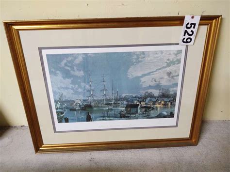 Framed Print Of Mystic Seaport By John Stobart South Auction