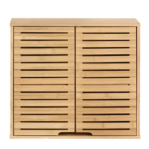 Buy Hynawin Bamboo 2 Tier Bathroom Wall Cabinet With Adjustable Shelf