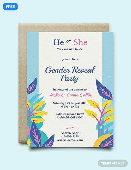 gender reveal invitation template in illustrator word publisher pages psd outlook