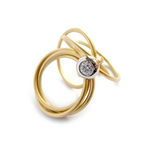 Modern Gold And Platinum 6 Band Enagement Wedding Ring Contemporary
