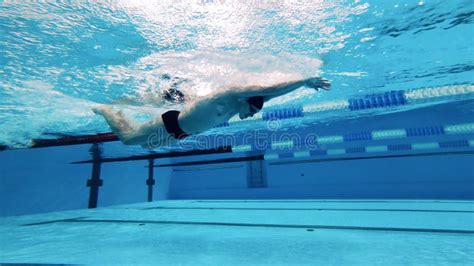 Professional Swimmer Training In A Pool Underwater View Stock Video