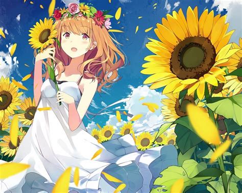 Sunflower Anime Girl Wallpapers Wallpaper Cave