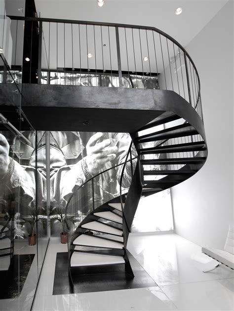 Blackened Steel Helix Staircase — Custom Metal Fabrication In Brooklyn Nyc