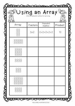 Arrays Worksheets - Grade Two Math Standard - First ...