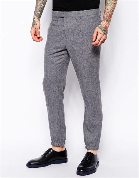 Lyst Asos Tapered Fit Smart Cuffed Joggers In Gray For Men