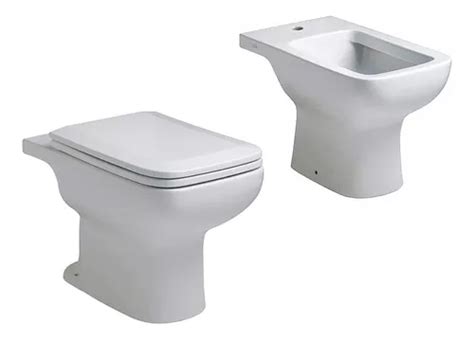 Juego De Baño Ferrum Inodoro Corto Con Bidet Tapa Trento